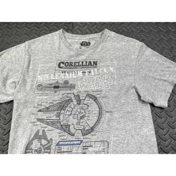 Star Wars Shirt Adult Medium Gray Millennium Falcon Film Casual Men's - Picture 4 of 12
